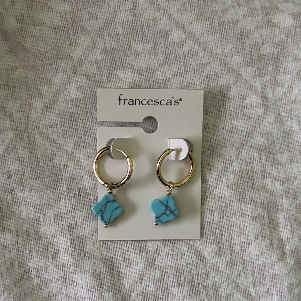 Francesca's Gold and Turquoise Accent Earrings